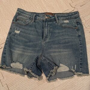 Judy Blue Frayed Hem Jean Shorts